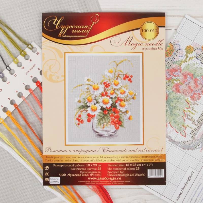 Набор для вышивания крестом 'Ромашки и смородина' 18x23 см