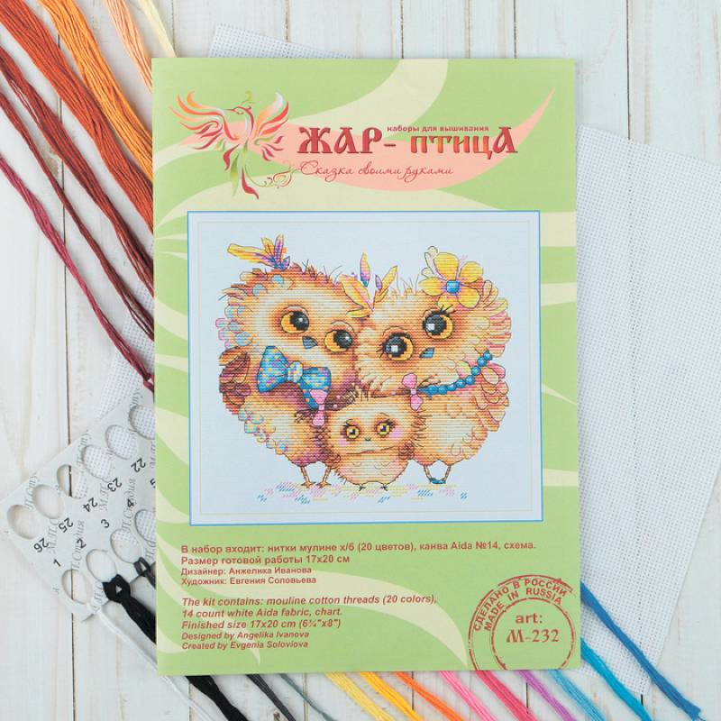 Набор для вышивания 'Пернатая семья' 17x20 см