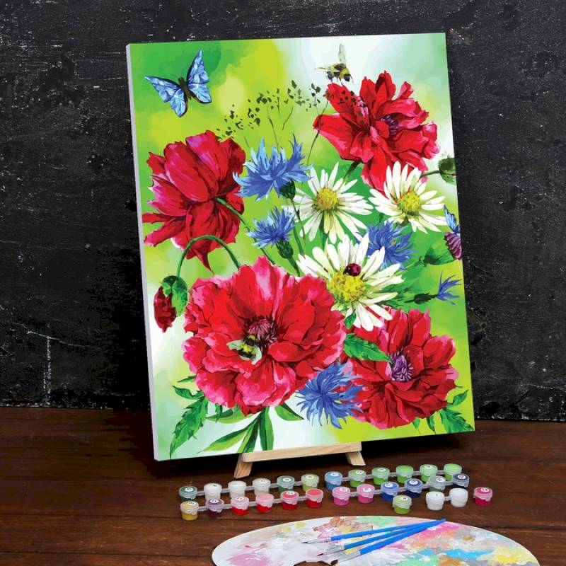 Картина по номерам на холсте с подрамником «Маки» 40x50 см