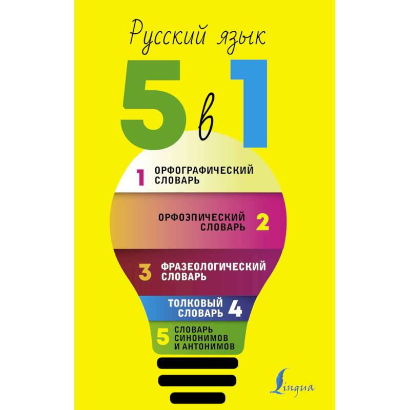 Русский язык. 5 в 1: Орфографический словарь. Орфоэпический словарь. Толковый словарь. Фразеологический словарь. Словарь синонимов и антонимов