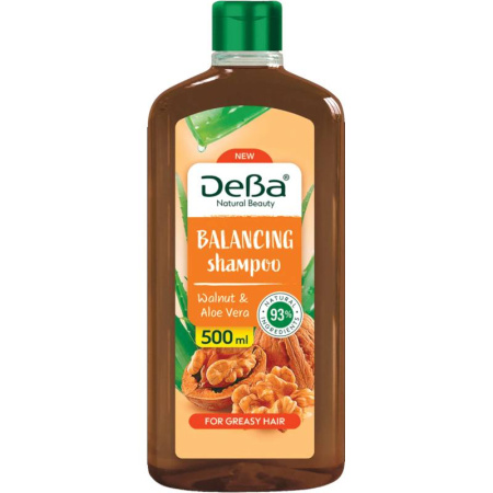 Шампунь для волос DeBa Natural Beauty Грецкий орех и алоэ вера для жирных волос, 500 мл