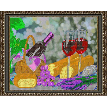 «Светлица» рисунок на ткани для вышивания бисером К-368 «Натюрморт с вином» 39x31см